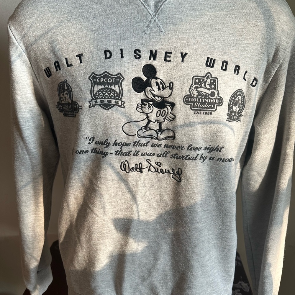 Disney Gray Crewneck Sweater with Mickey Mouse
